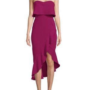 Xscape Crepe Bustier Magenta Ruffle Dress Size 10